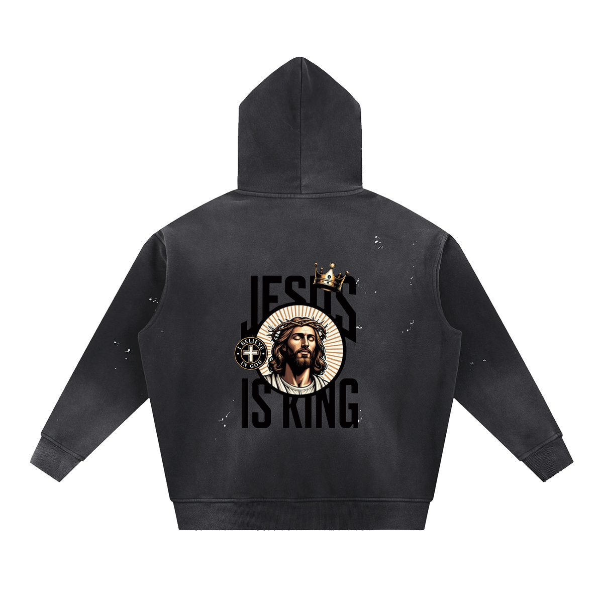 Vintage Washed Frayed Fleece Hoodie