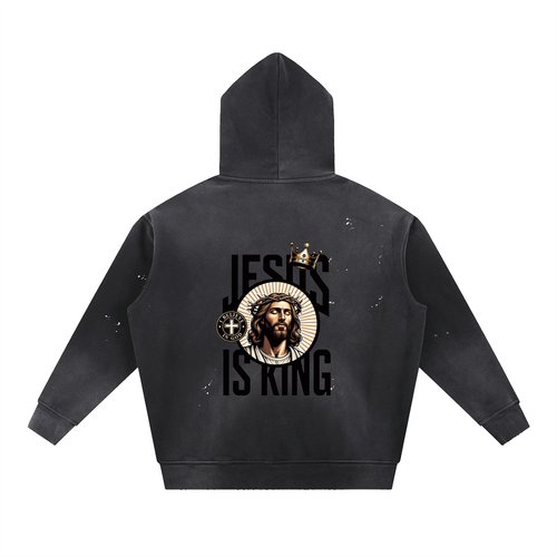 Vintage Washed Frayed Fleece Hoodie